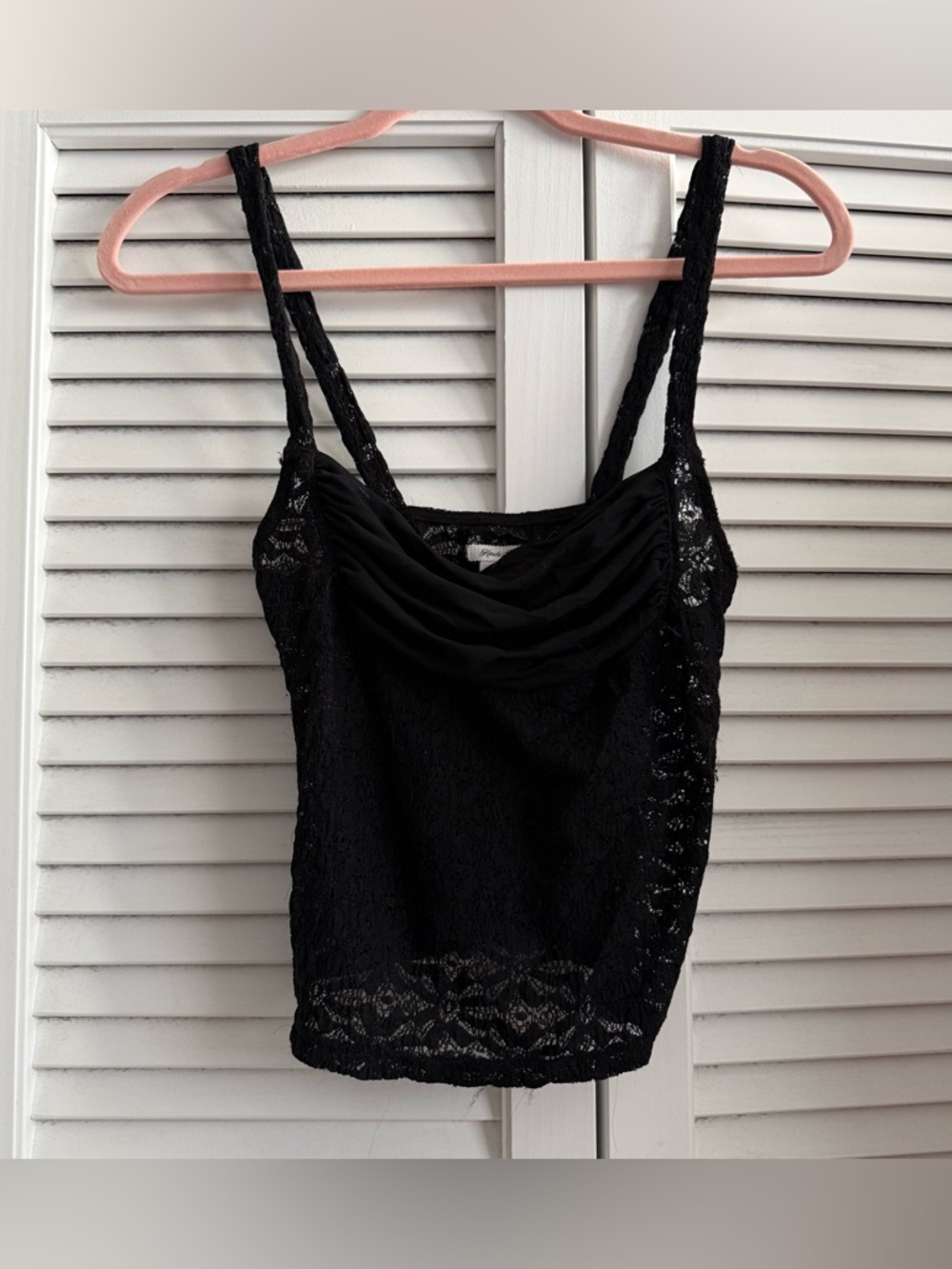 Kimchi Blue Black Lace Draped Cowl Neck Camisole